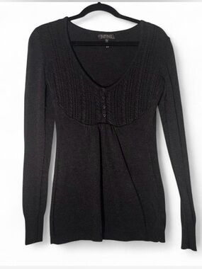 Buffalo David Bitton Charcoal Knit Top M